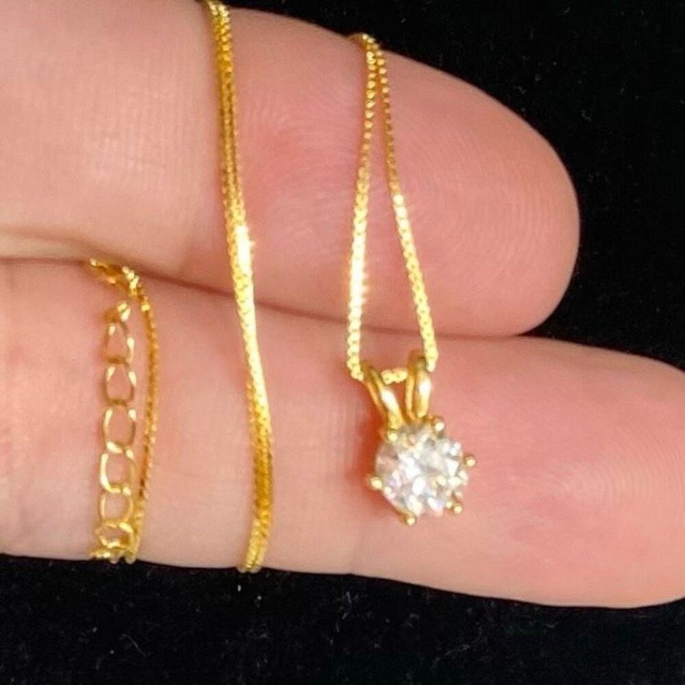 ASE#3 Stunning 1ct Moissanite Diamond & Gold Vermeil Necklace